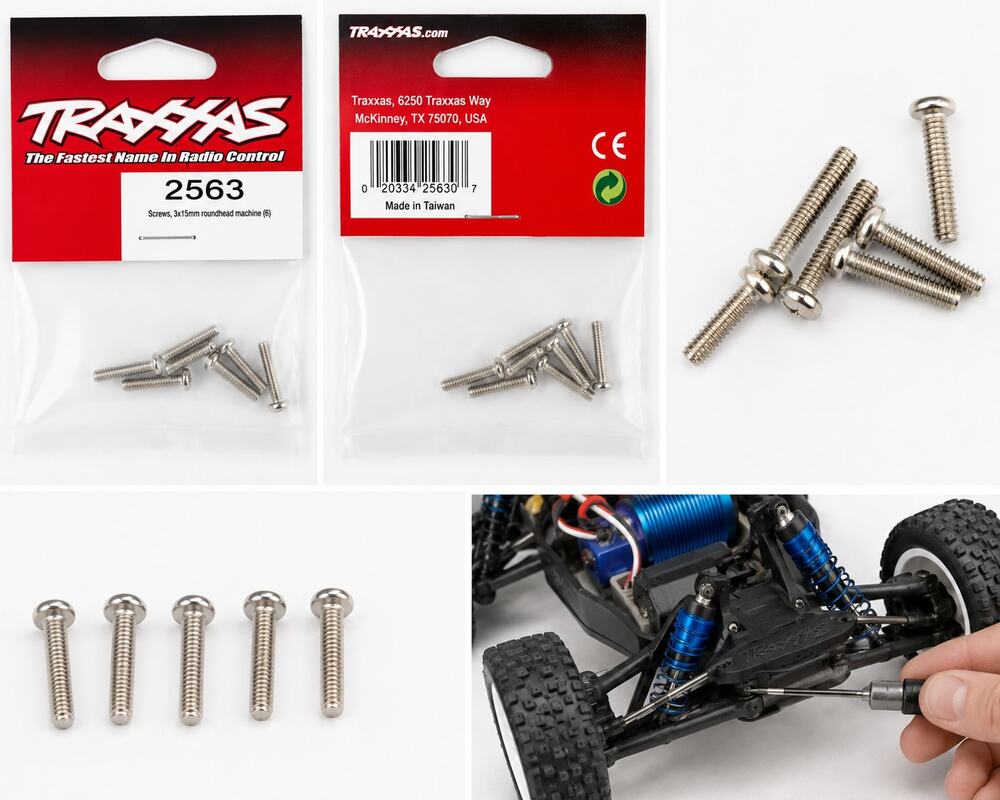 Traxxas 2563 3x15mm Roundhead Machine Screws – 6 Pack